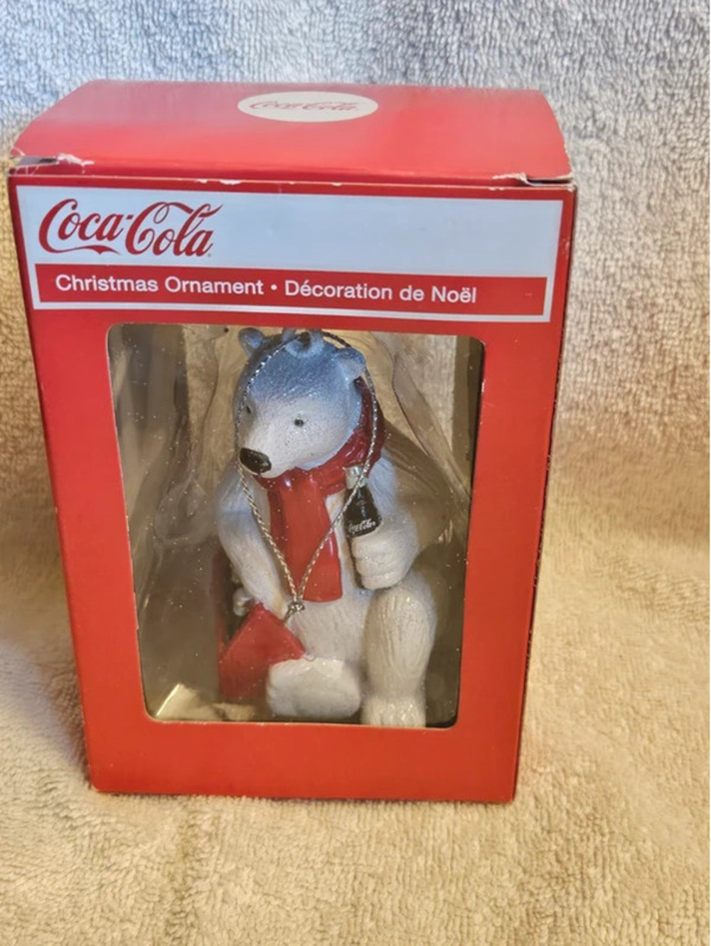 Vintage Coca Cola Polar Bear Coke Bottles Crate Christmas Ornament CVS Box